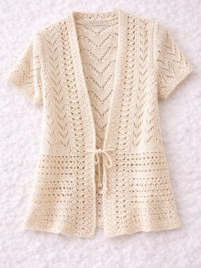 Banana Republic Cream Crochet Cardigan Boho Lightweight Layer Size M